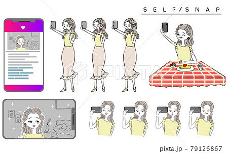 インスタ女子のイラスト素材