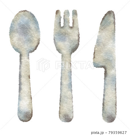スプーン フォーク ナイフ かわいいのイラスト素材