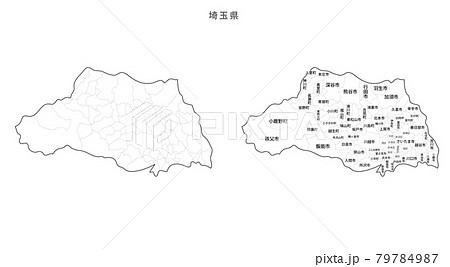 埼玉 埼玉県 地図 白地図のイラスト素材