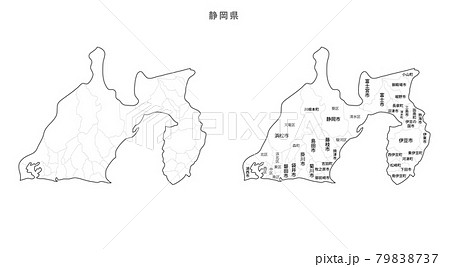 静岡県地図のイラスト素材
