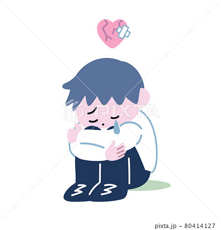 三角座りのイラスト素材