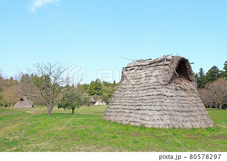 縄文時代の竪穴住居の写真素材