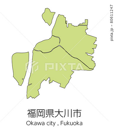 福岡市地図のイラスト素材