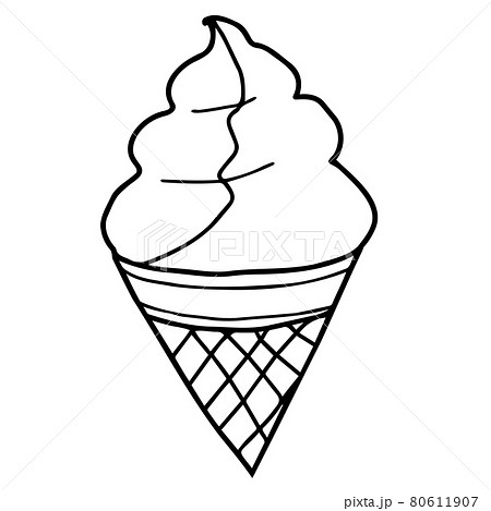 ミックスソフトクリームの線画イラストのイラスト素材