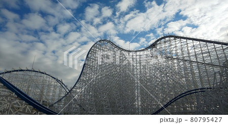 遊園地 ジェットコースター 三重県 レールの写真素材