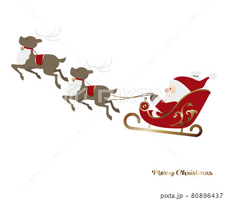 サンタクロース クリスマス トナカイ ソリのイラスト素材