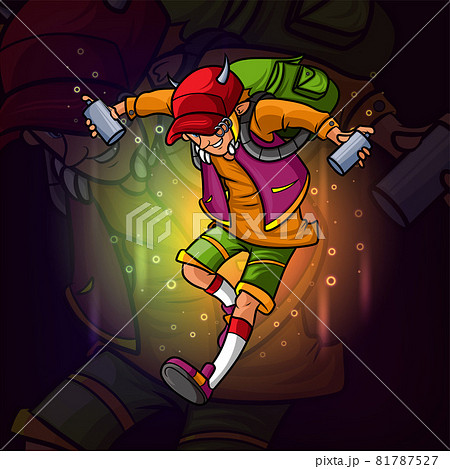 スプレ 帽子 人物 かっこいい イラストの写真素材