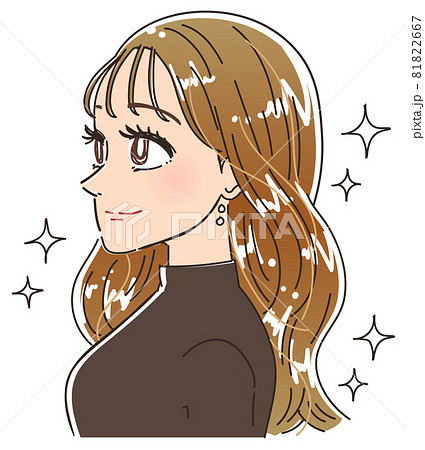 美容 女性 横顔 美女のイラスト素材
