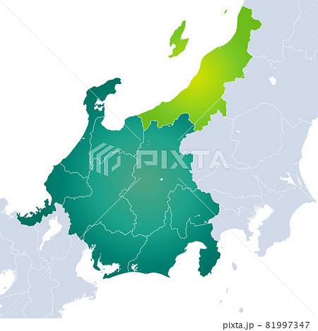 越後国彩色地図・今日の佐渡島を除く新潟県の旧国名・北陸道の一国 