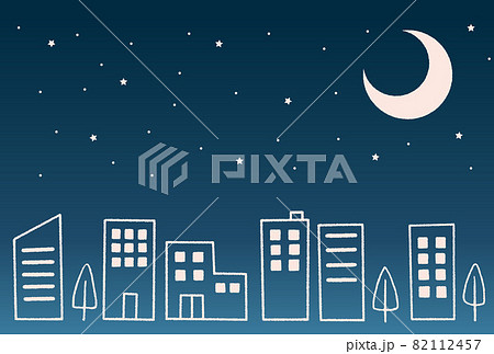 かわいい 夜 夜景 町のイラスト素材