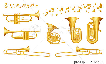 金管楽器 トランペット 楽器のイラスト素材
