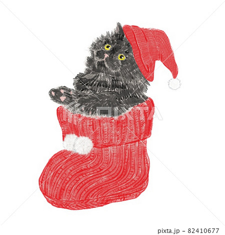 サンタクロース イラスト クリスマス 猫のイラスト素材