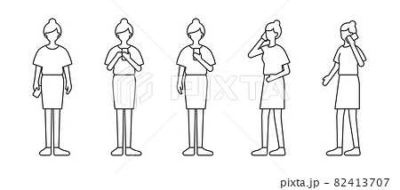 携帯電話 女性 シルエット 通話のイラスト素材