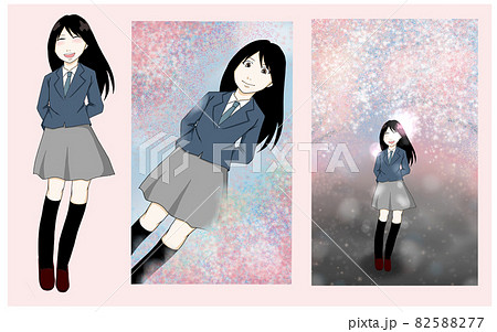 高校生 桜 女の子 卒業のイラスト素材