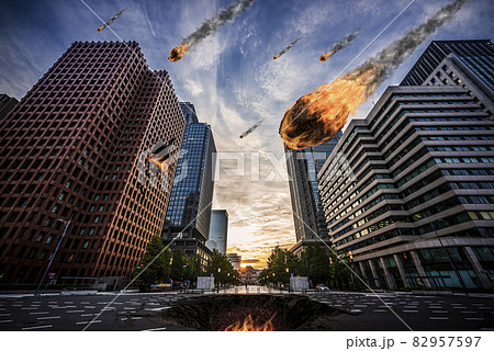 隕石落下のイラスト素材