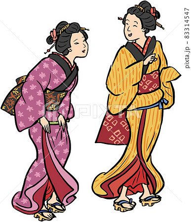 江戸時代 時代劇 イラスト 女性のイラスト素材