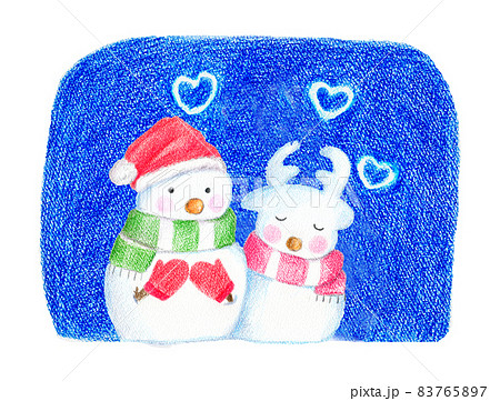 ♡落ちてきたプレゼントと見守る雪だるまトナカイさん♡シーグラスアート クリスマス ♡落ちてきたプレゼントと見守る雪だるまトナカイさん