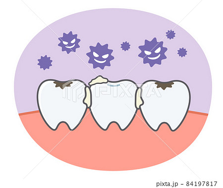 歯 虫歯菌 かわいい ゆるいのイラスト素材