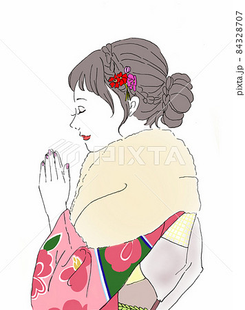 女性 横顔 着物 和服のイラスト素材 女性 横顔 着物 和服のイラスト素材