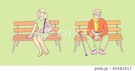 ベンチに座る人のイラスト素材