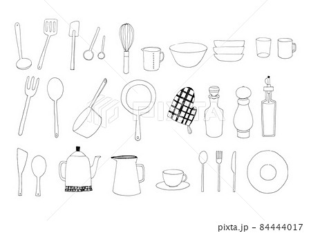 ベクター 手書き キッチン 調理器具のイラスト素材