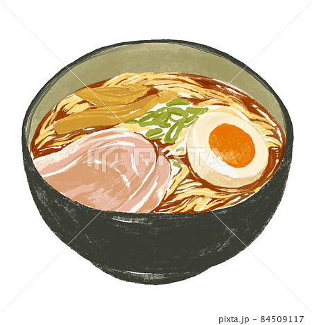 料理 食べ物 ラーメン 手書きのイラスト素材