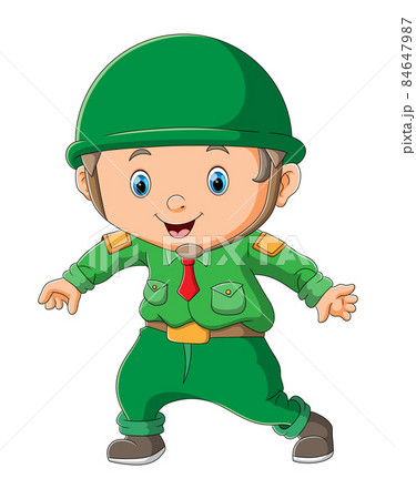 The soldier is standing with a funny pose - Stock Illustration [84647987] -  PIXTA