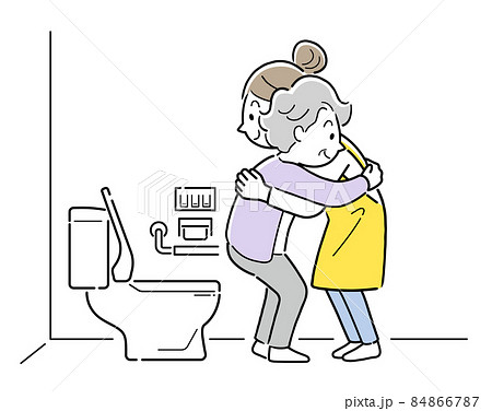 トイレ介助のイラスト素材