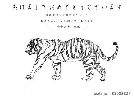 虎 動物 モノクロのイラスト素材