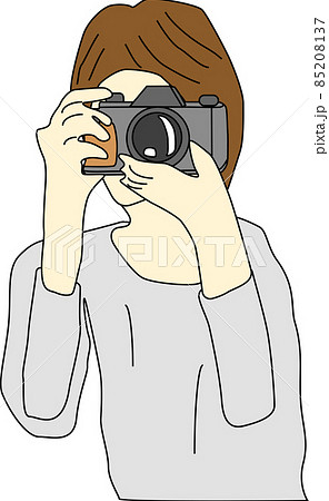 女性 カメラ 構える カメラ女子のイラスト素材