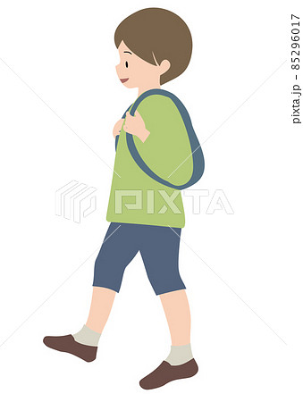 人物 歩く 横向き 男の子のイラスト素材
