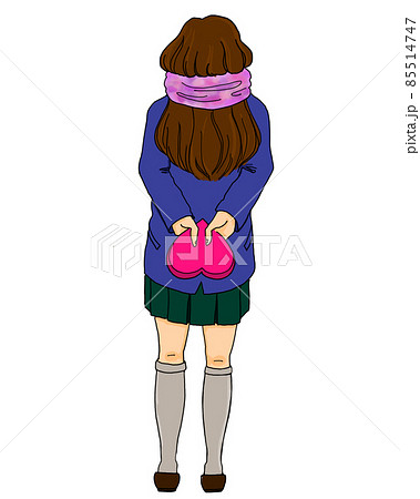 高校生 後ろ姿 女の子 女子高生のイラスト素材
