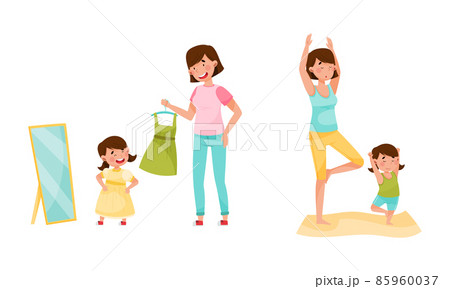親子ヨガのイラスト素材