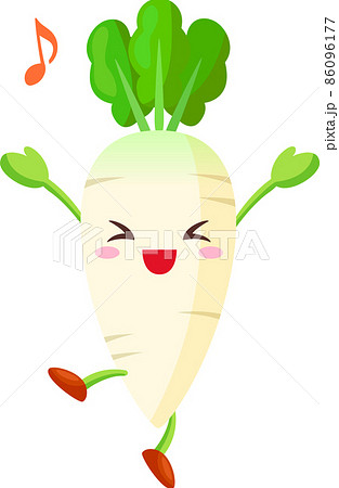 大根 野菜 かわいい キャラクターのイラスト素材
