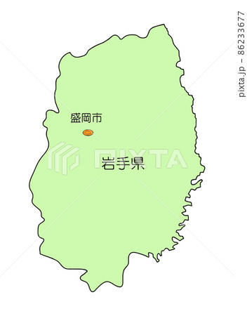岩手県 岩手 地図 日本地図のイラスト素材