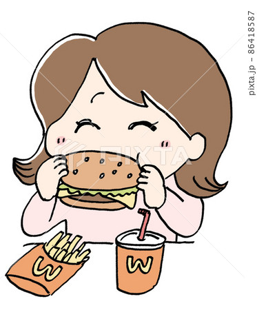ハンバーガー 食べるのイラスト素材 ハンバーガー 食べるのイラスト素材