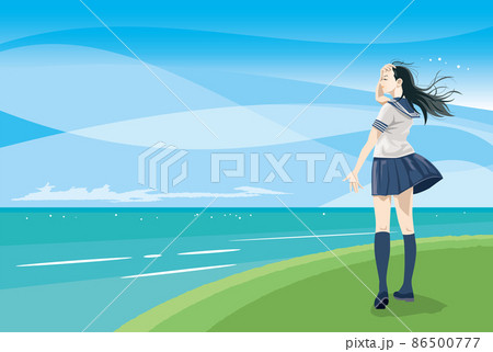 女性 人物 女の子 後ろ姿のイラスト素材