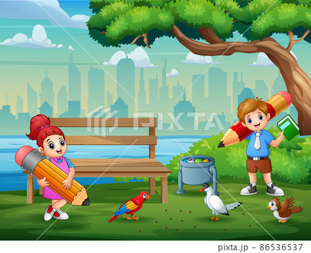 春の小川のイラスト素材