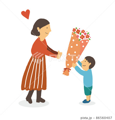 プレゼント 渡す 女性 かわいいのイラスト素材