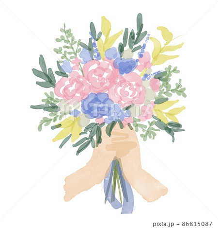 バラ 花 持つ 手の写真素材