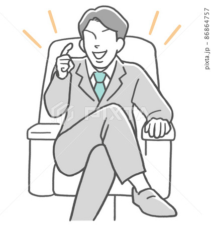 足を組む スーツのイラスト素材