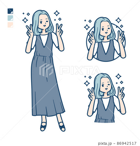 ピースポーズのイラスト素材