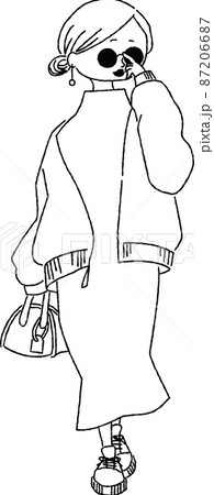 スニーカー ベクター 靴 線画のイラスト素材