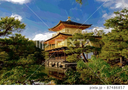 清水寺 もみじ 紅葉 秋のイラスト素材