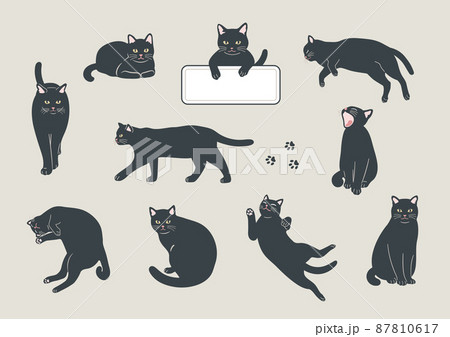 黒猫のイラスト素材集 ピクスタ