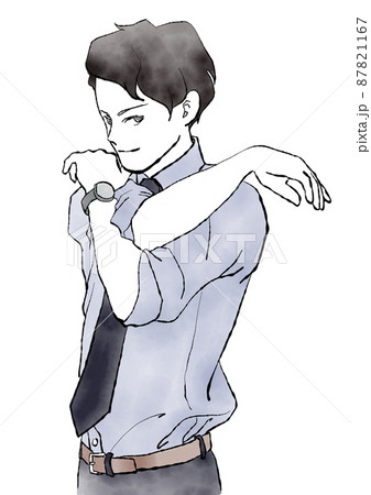イケメン 男性 笑顔 さわやかのイラスト素材