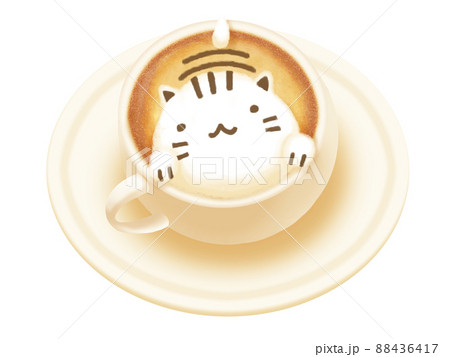 ラテアート コーヒー ねこ カフェラテのイラスト素材 - PIXTA