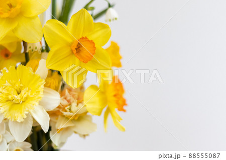 ブーケ 水仙 花束 フラワーアレンジメントの写真素材