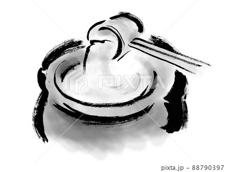 モノクロ 白黒 かめ カメのイラスト素材