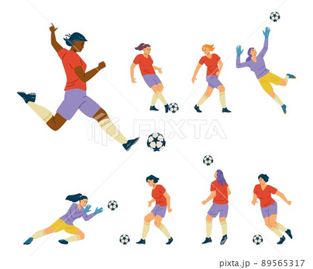 サッカー シルエット ゴールキーパー シュートのイラスト素材